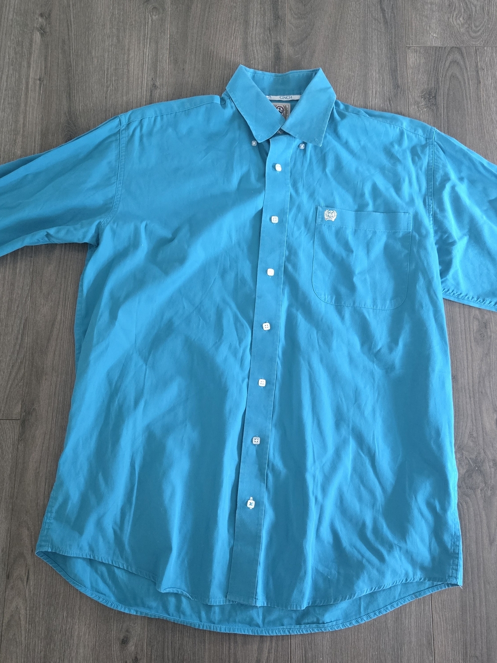 Cinch Shirt Mens Small Teal Blue Western Square Button Down Long Sleeve Casual